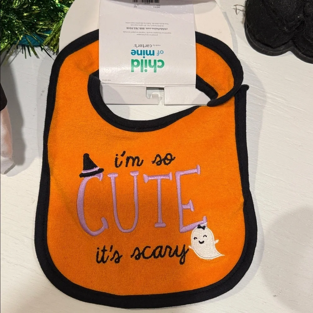 Orange Halloween I’m So Cute It’s Scary Baby Water Resistant Bib New